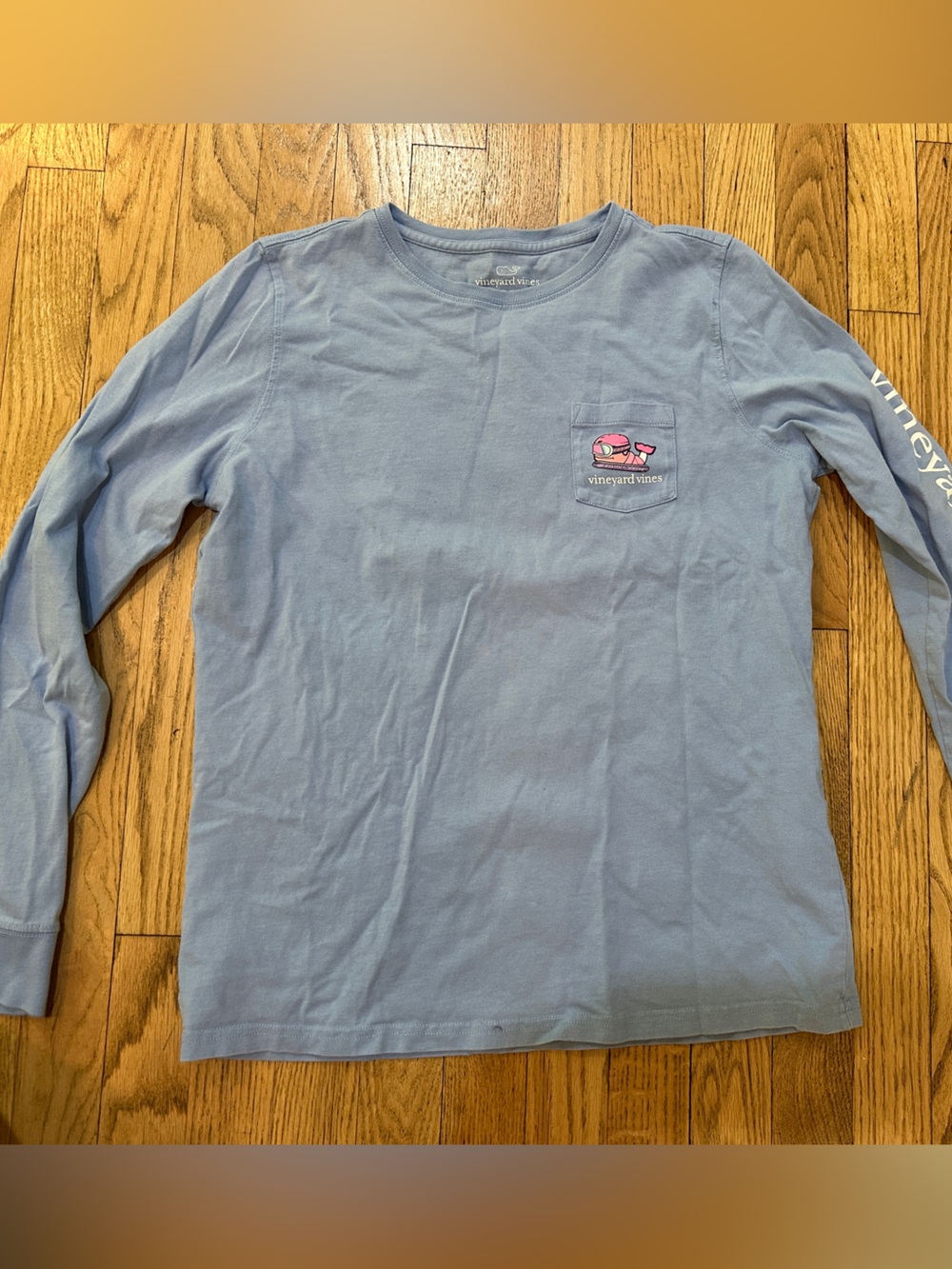 Vineyard Vines Ski Whale Snowboard Pocket Tee Mens Small Blue LS Shirt